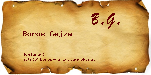 Boros Gejza névjegykártya